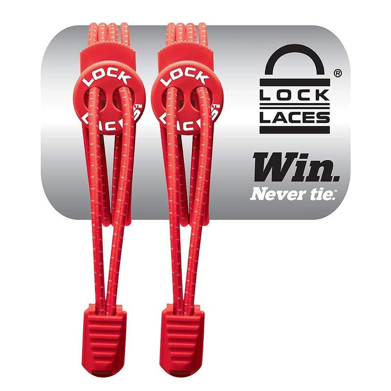LOCK LACES (Elastic No Tie Shoelaces) (Red, 48-Inch) - Image 1